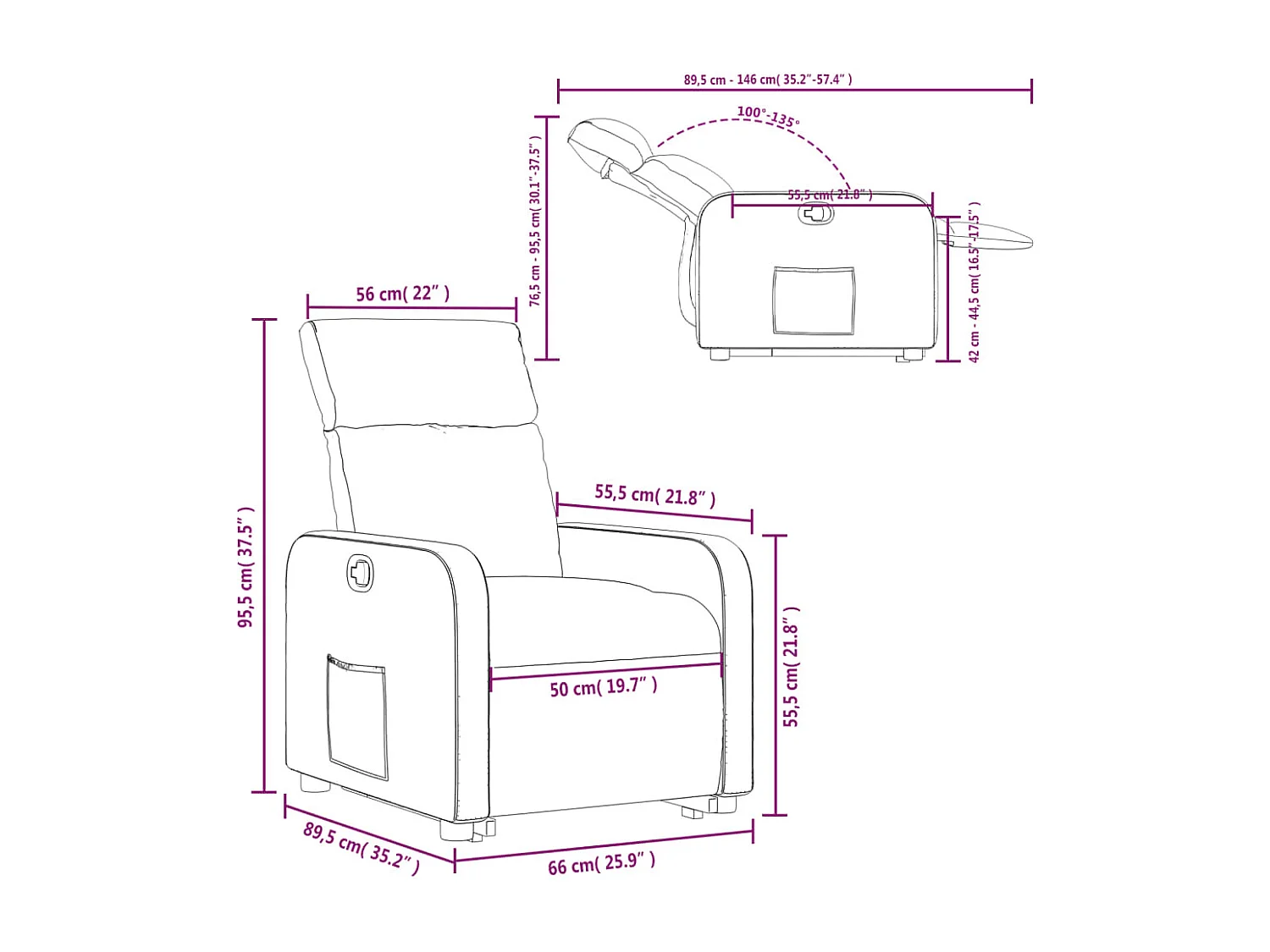 Fauteuil inclinable Marron Tissu