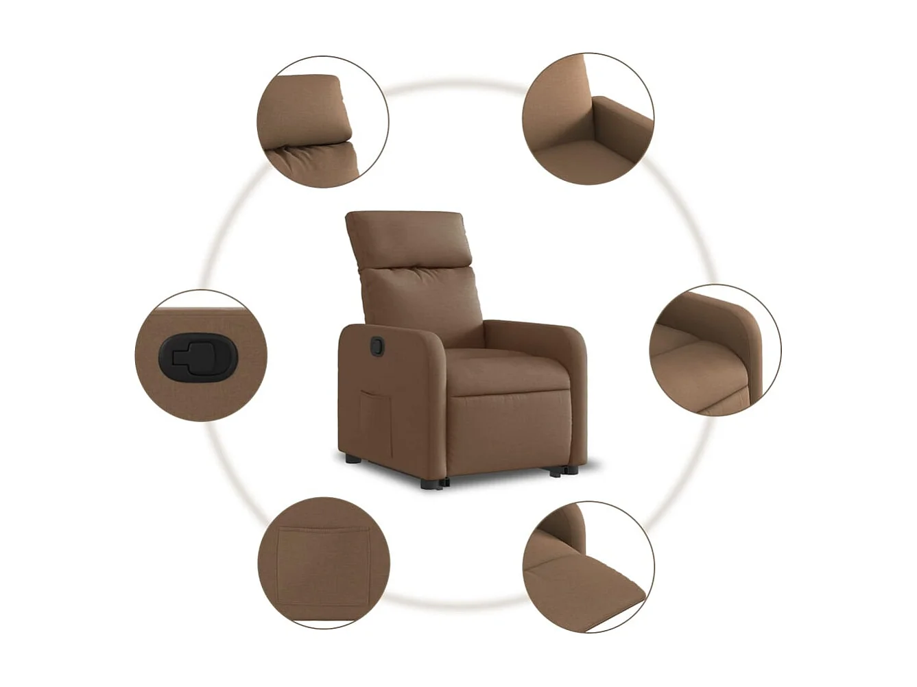 Relaxsessel mit Aufstehhilfe Braun Stoff