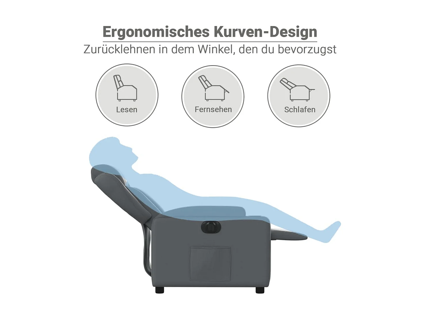 Sillón reclinable eléctrico de cuero sintético gris