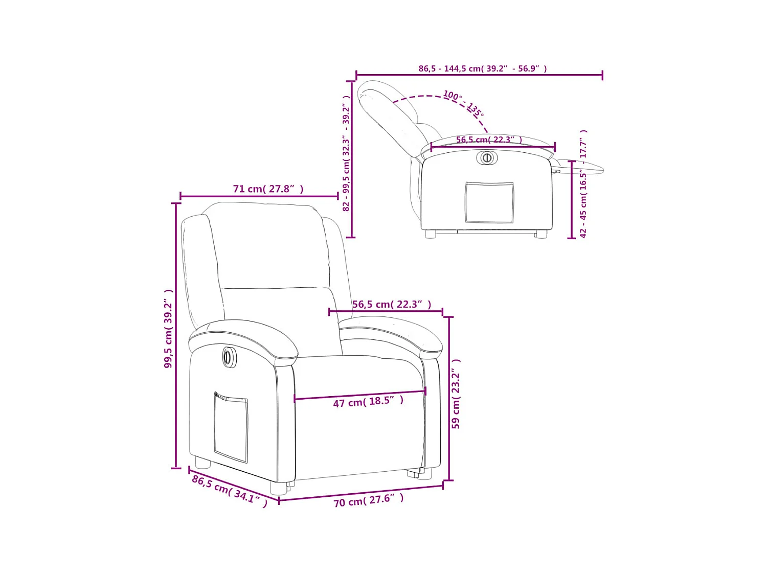 Sta-op-stoel elektrisch kunstleer rood