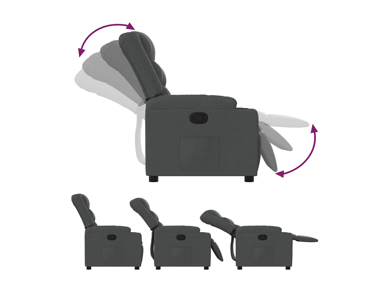 Fauteuil inclinable Gris foncé Tissu