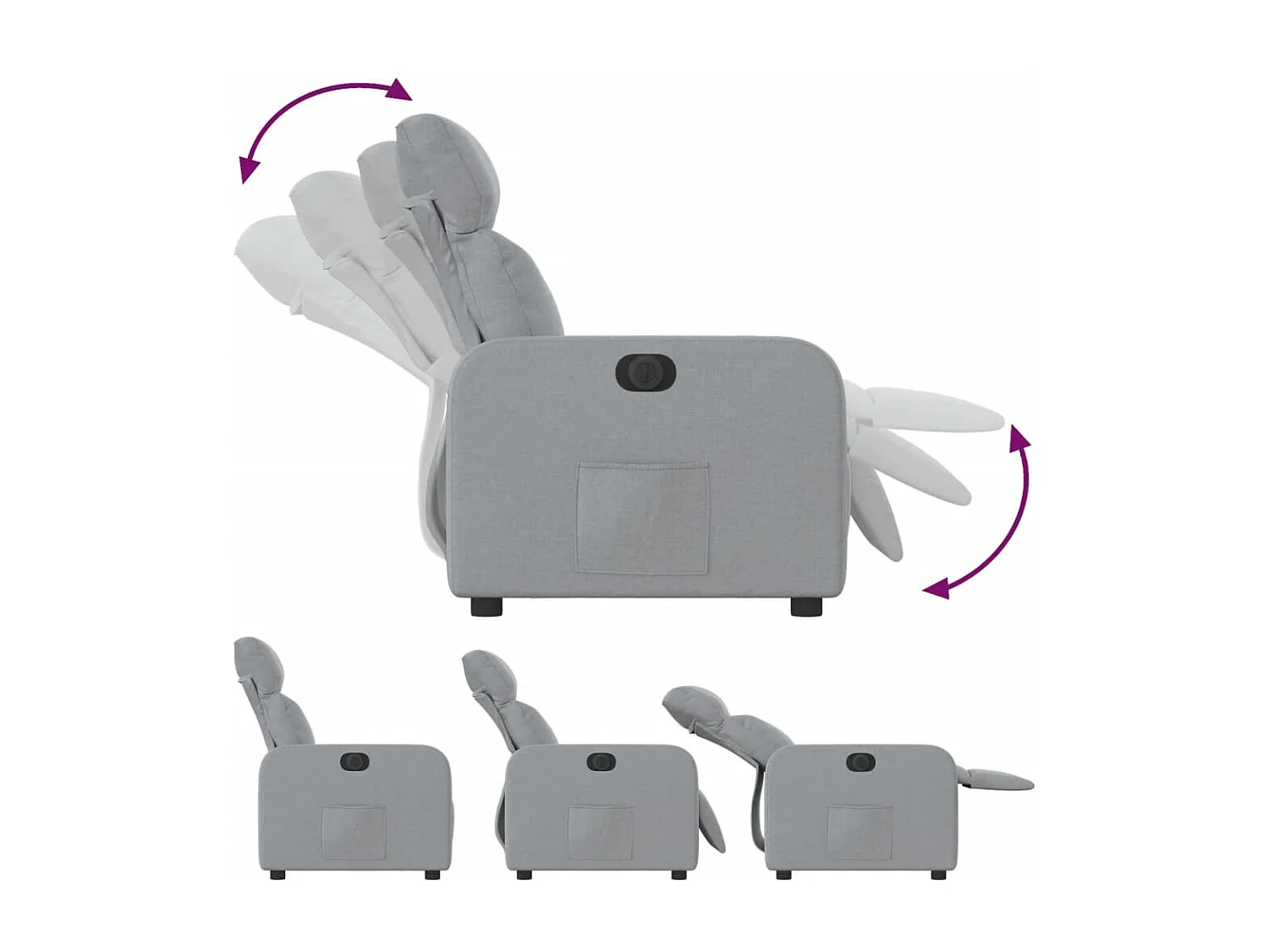 Fauteuil inclinable électrique Gris clair Tissu