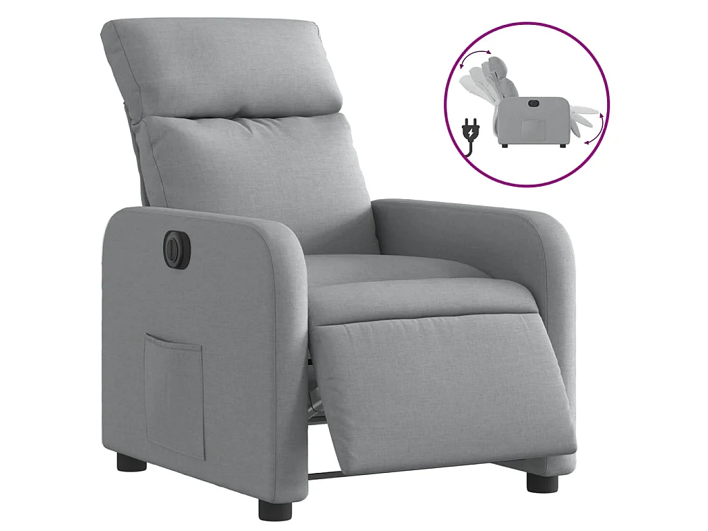 Fauteuil elektrisch verstelbaar stof lichtgrijs