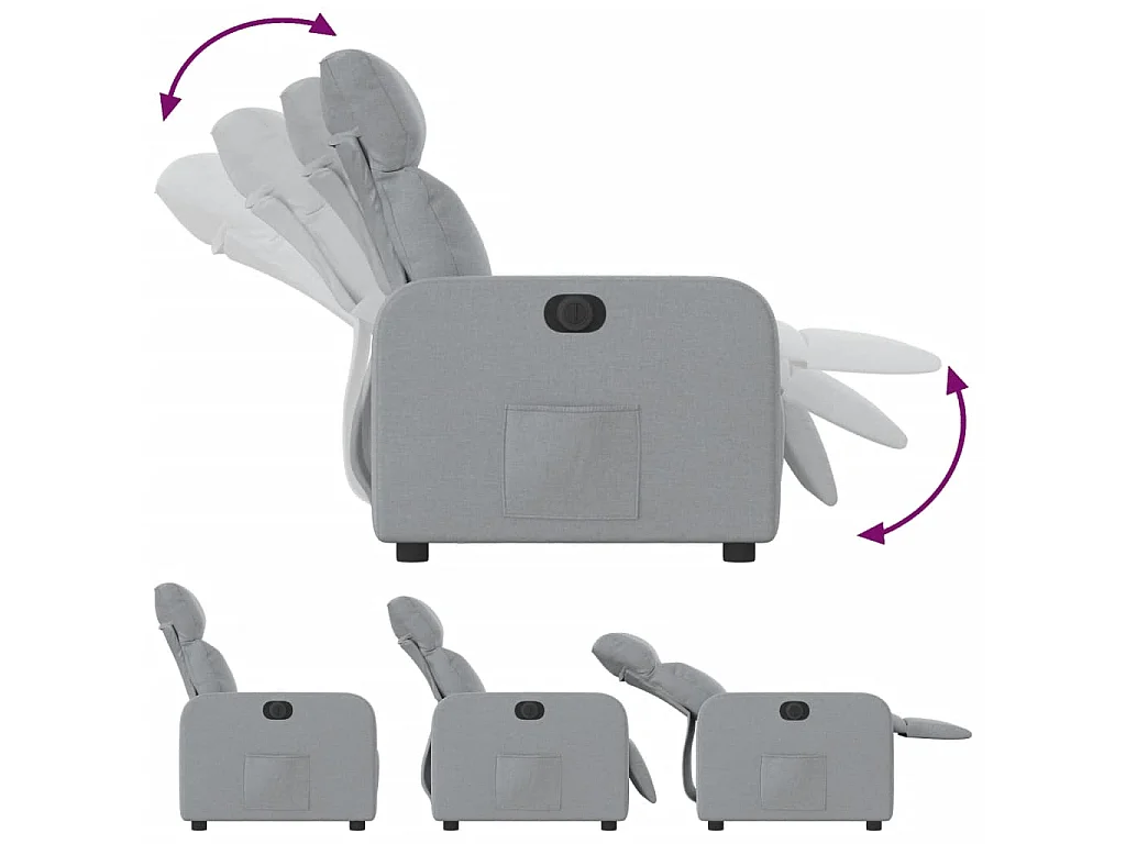 Fauteuil elektrisch verstelbaar stof lichtgrijs