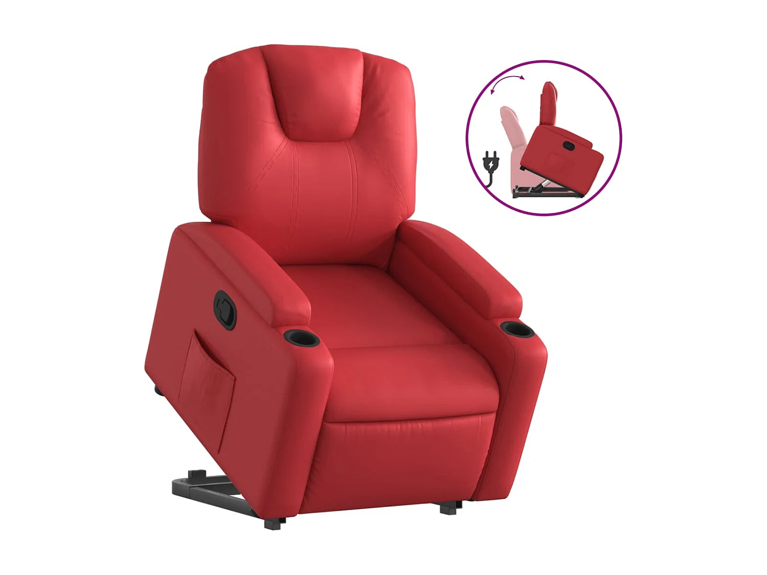 Relaxsessel mit Aufstehhilfe Rot Kunstleder