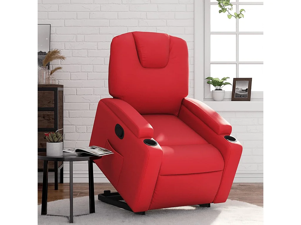Relaxsessel mit Aufstehhilfe Rot Kunstleder