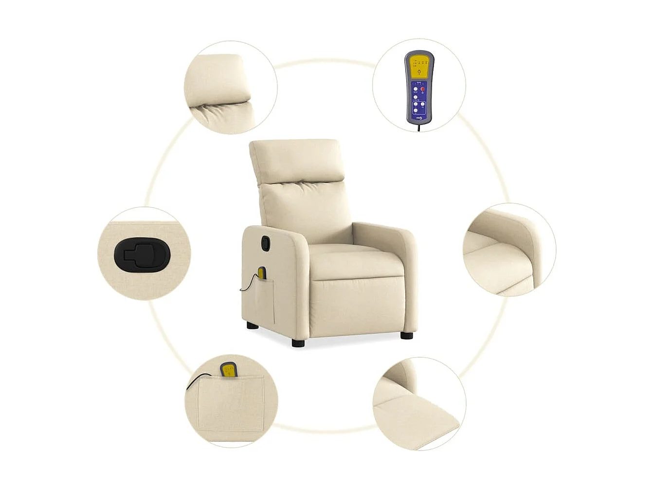 Massagesessel Creme Stoff