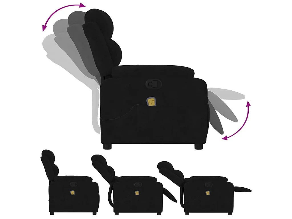 Sillón de masaje reclinable de terciopelo negro