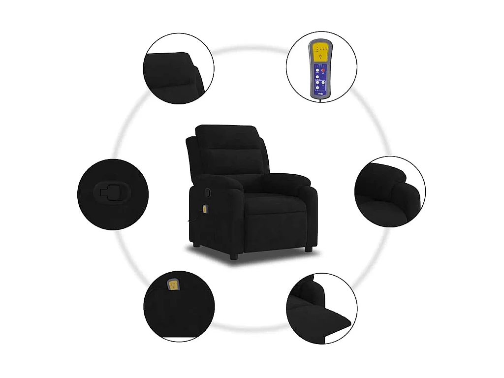 Sillón de masaje reclinable de terciopelo negro
