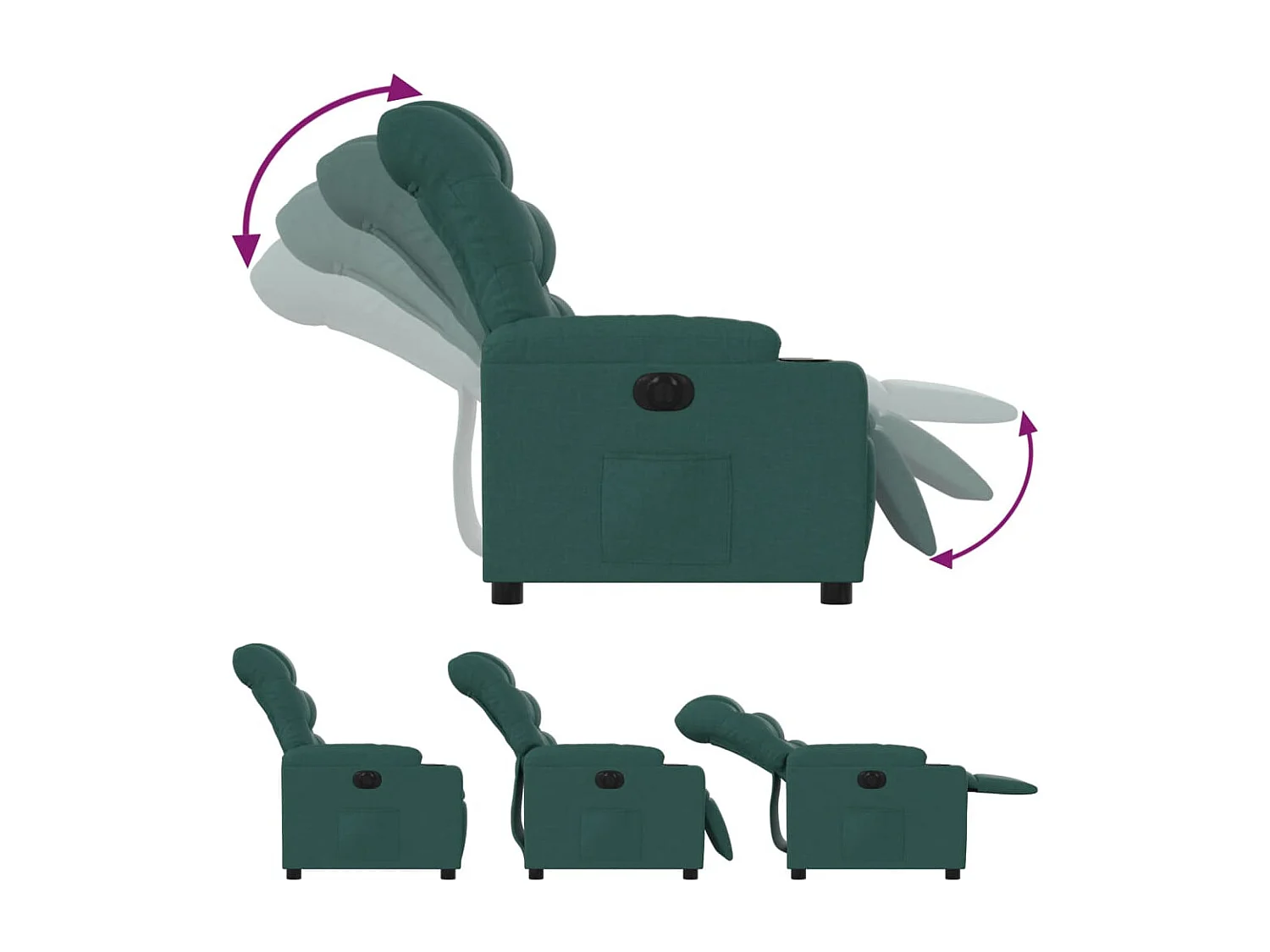 Fauteuil inclinable électrique Vert foncé Tissu