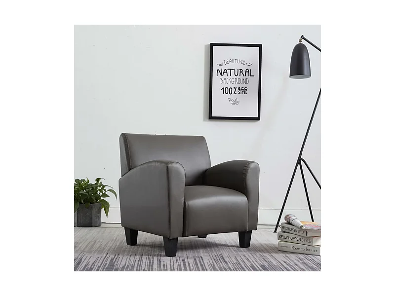 Fauteuil kunstleer grijs