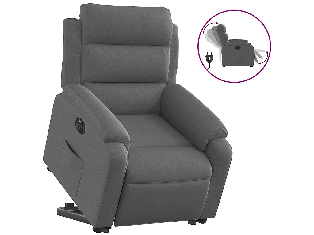 Fauteuil inclinable électrique gris foncé tissu