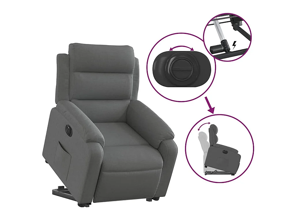 Fauteuil inclinable électrique gris foncé tissu