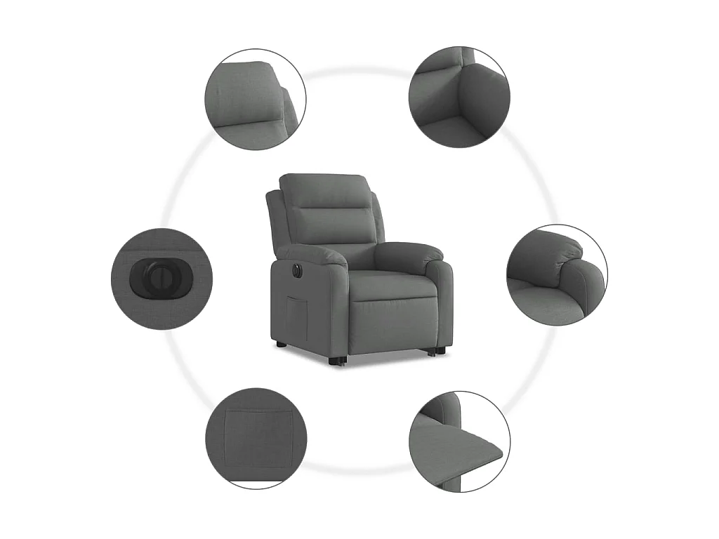 Fauteuil inclinable électrique gris foncé tissu