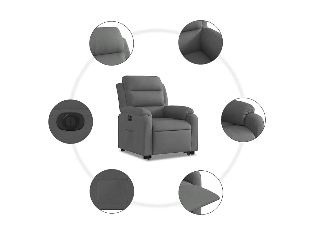 Fauteuil inclinable électrique gris foncé tissu