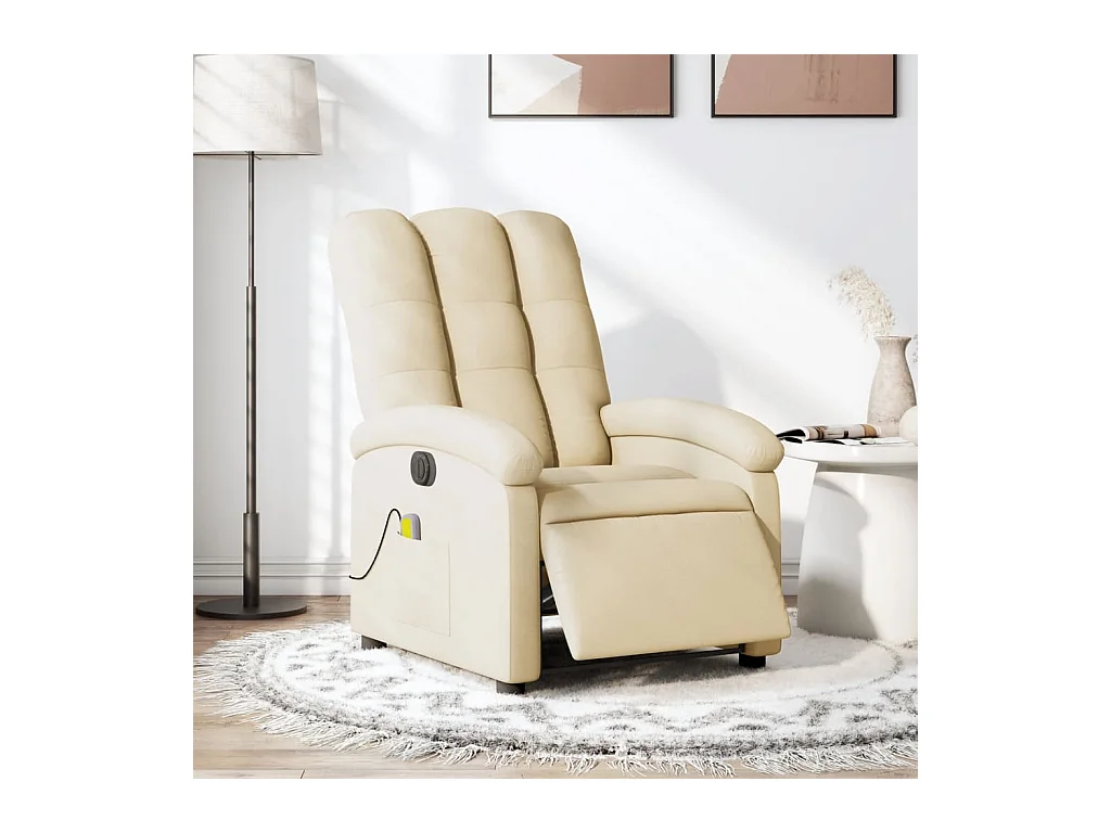 Fauteuil inclinable de massage électrique crème tissu
