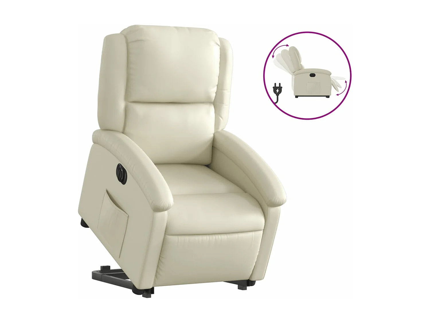 Fauteuil inclinable électrique crème similicuir