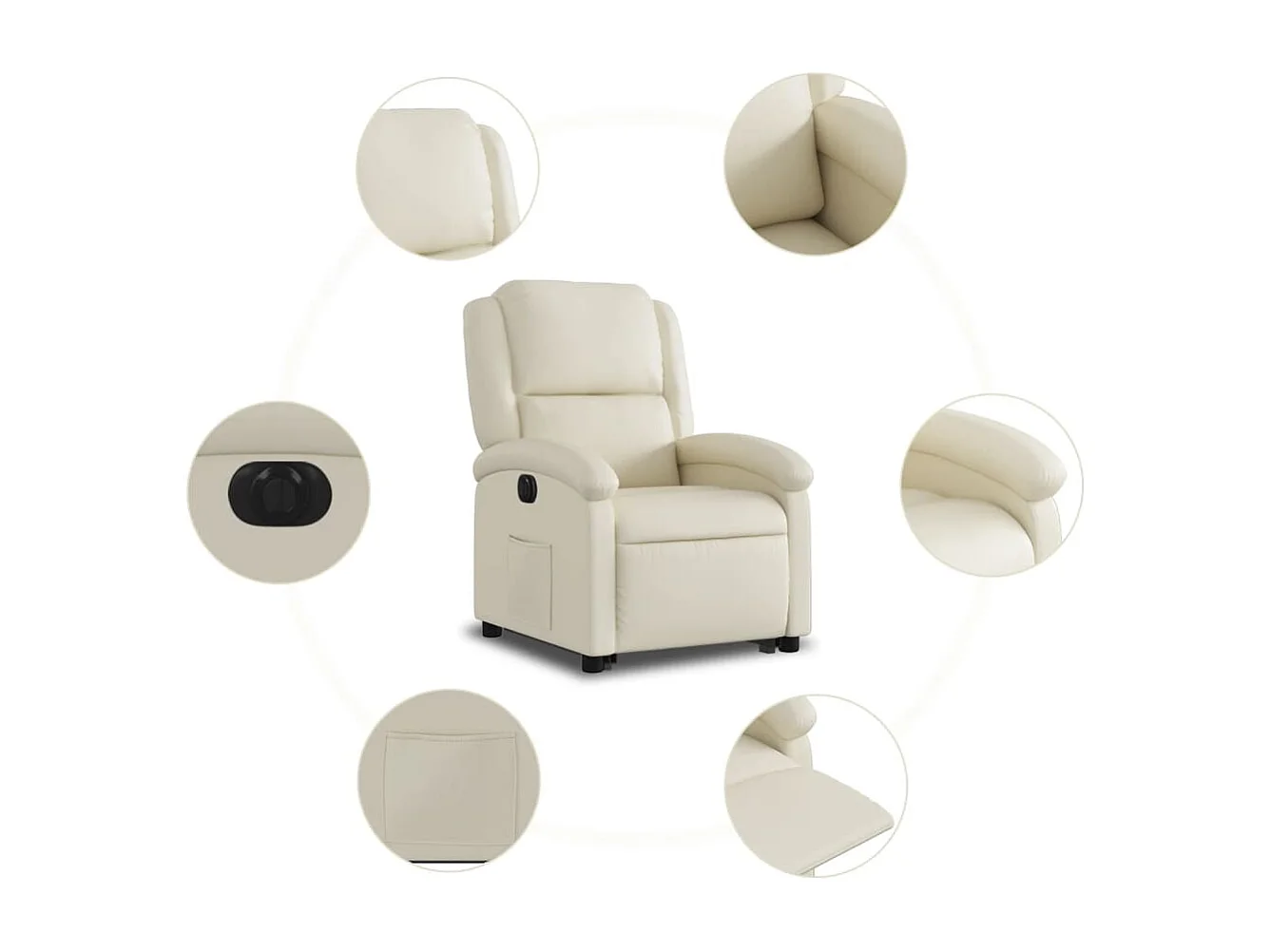 Relaxsessel mit Aufstehhilfe Elektrisch Creme Kunstleder