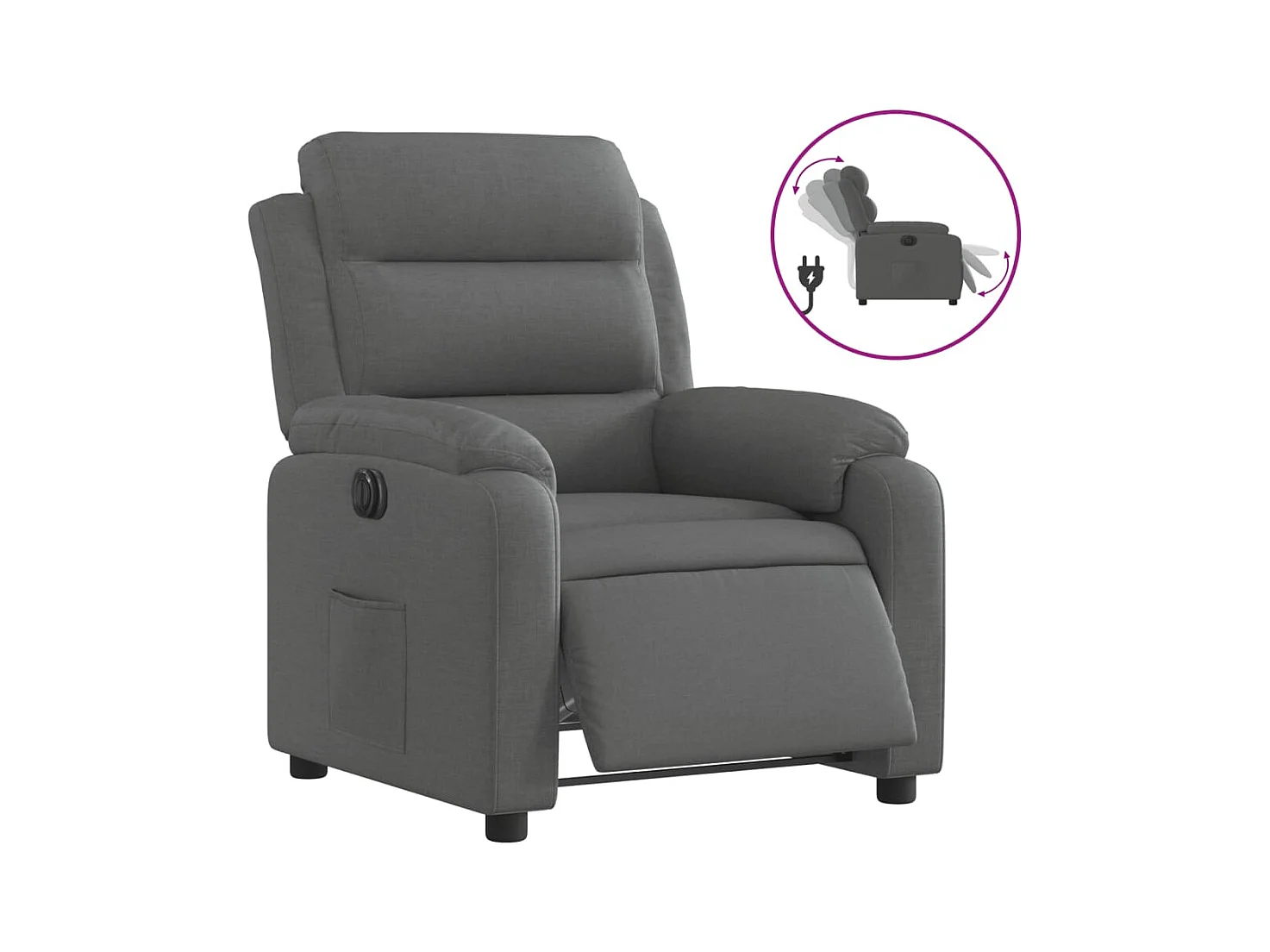 Fauteuil inclinable électrique Gris foncé Tissu