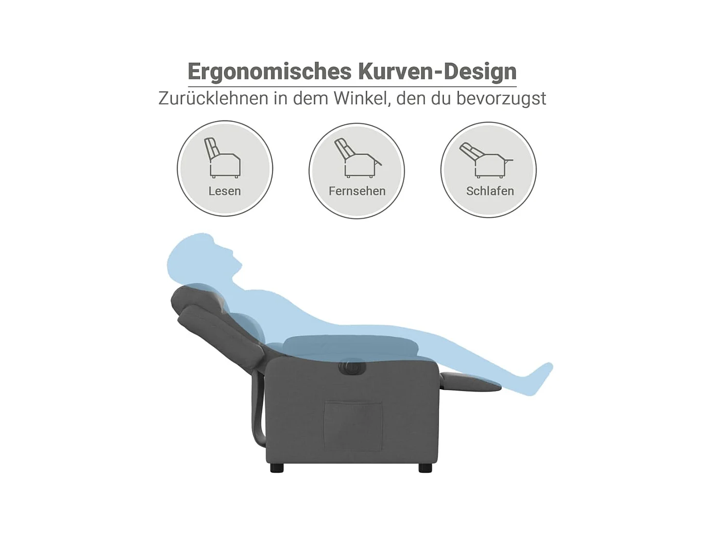 Fauteuil inclinable électrique Gris foncé Tissu