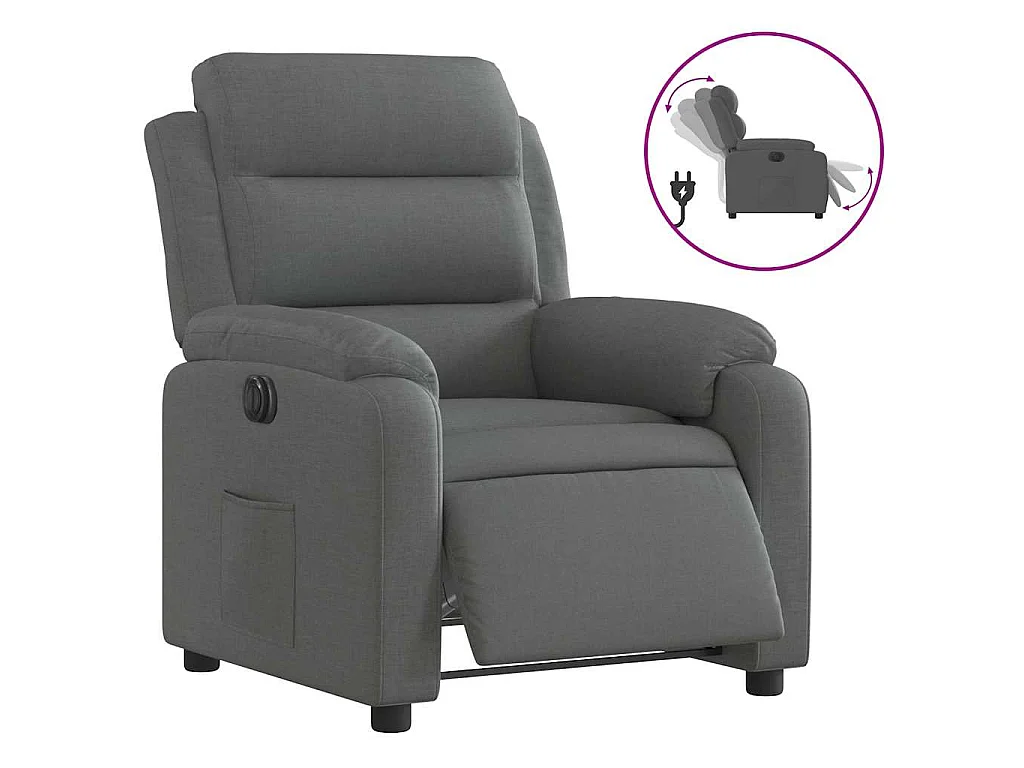 Fauteuil inclinable électrique Gris foncé Tissu