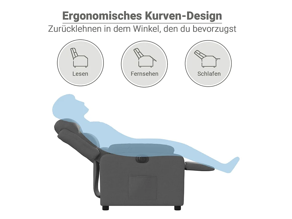 Fauteuil inclinable électrique Gris foncé Tissu