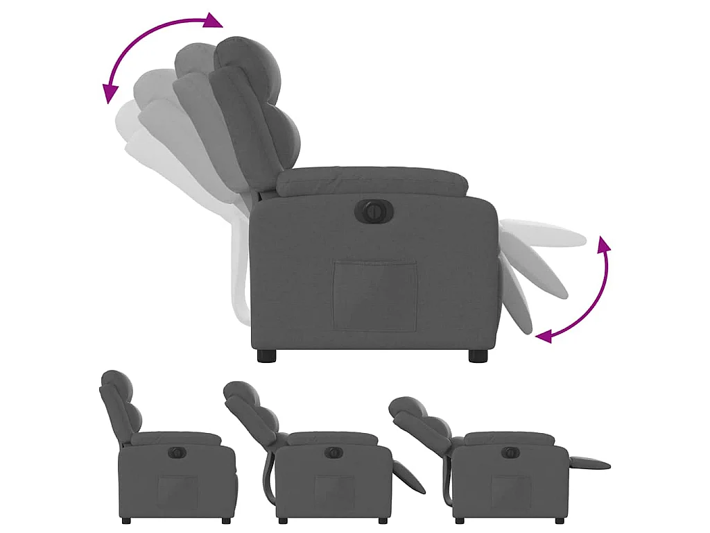 Fauteuil inclinable électrique Gris foncé Tissu