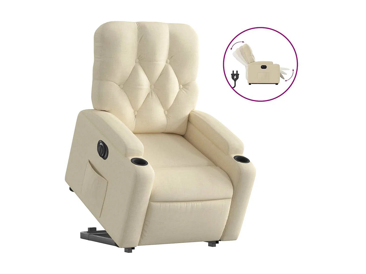 Sta-op-stoel elektrisch verstelbaar stof crèmekleurig