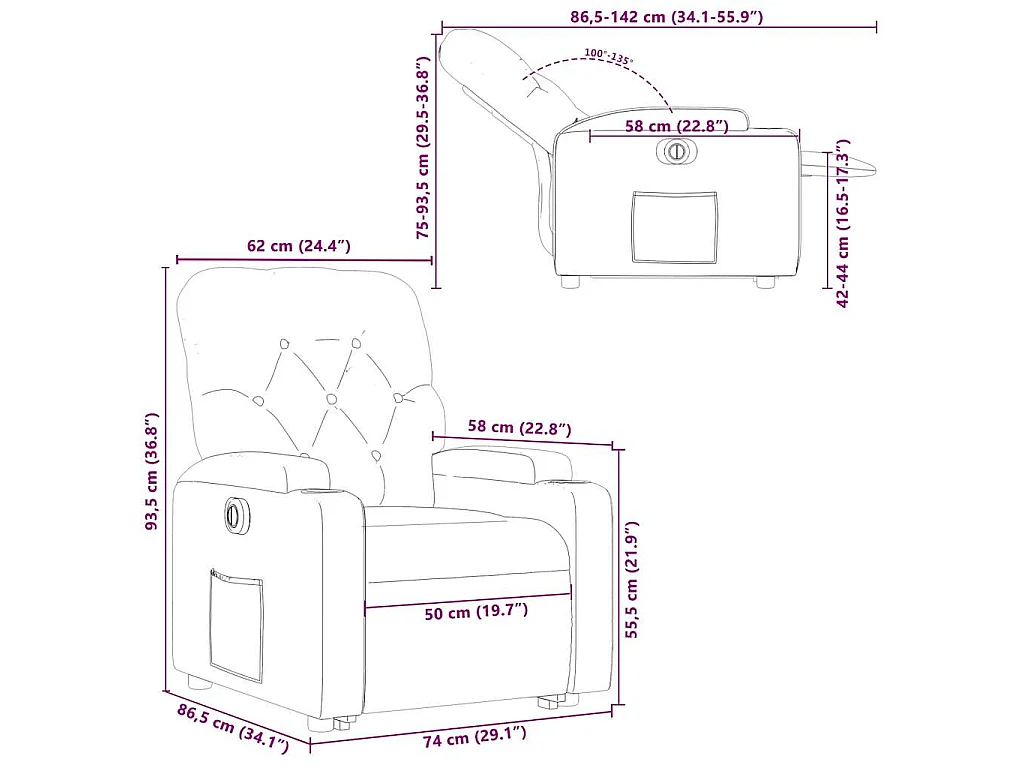 Sta-op-stoel elektrisch verstelbaar stof crèmekleurig
