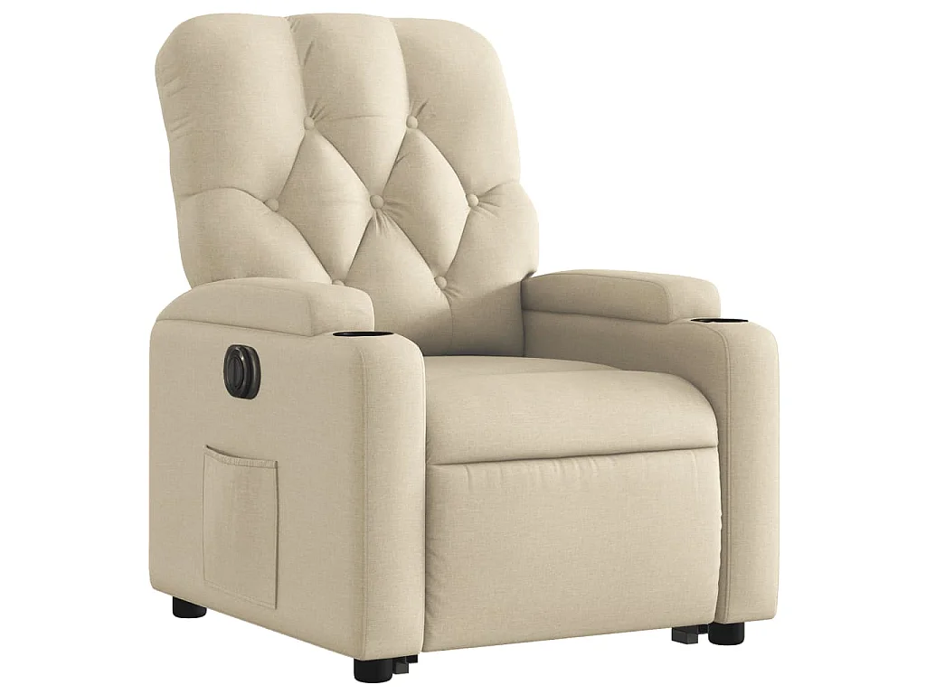 Sta-op-stoel elektrisch verstelbaar stof crèmekleurig