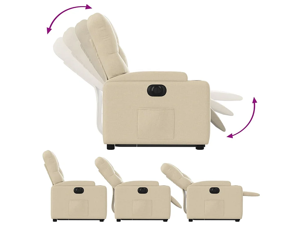 Sta-op-stoel elektrisch verstelbaar stof crèmekleurig