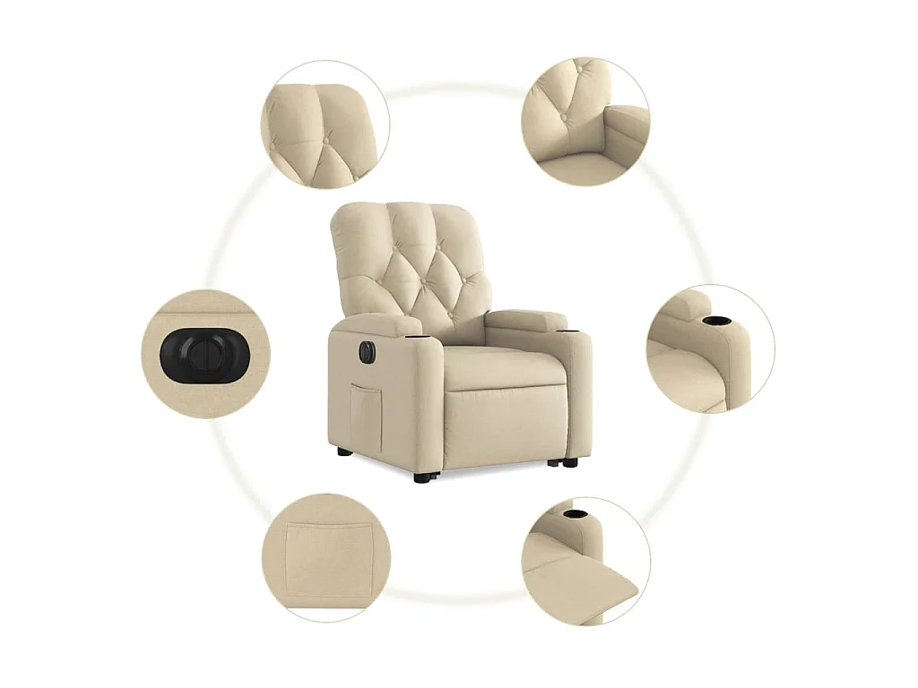 Sta-op-stoel elektrisch verstelbaar stof crèmekleurig