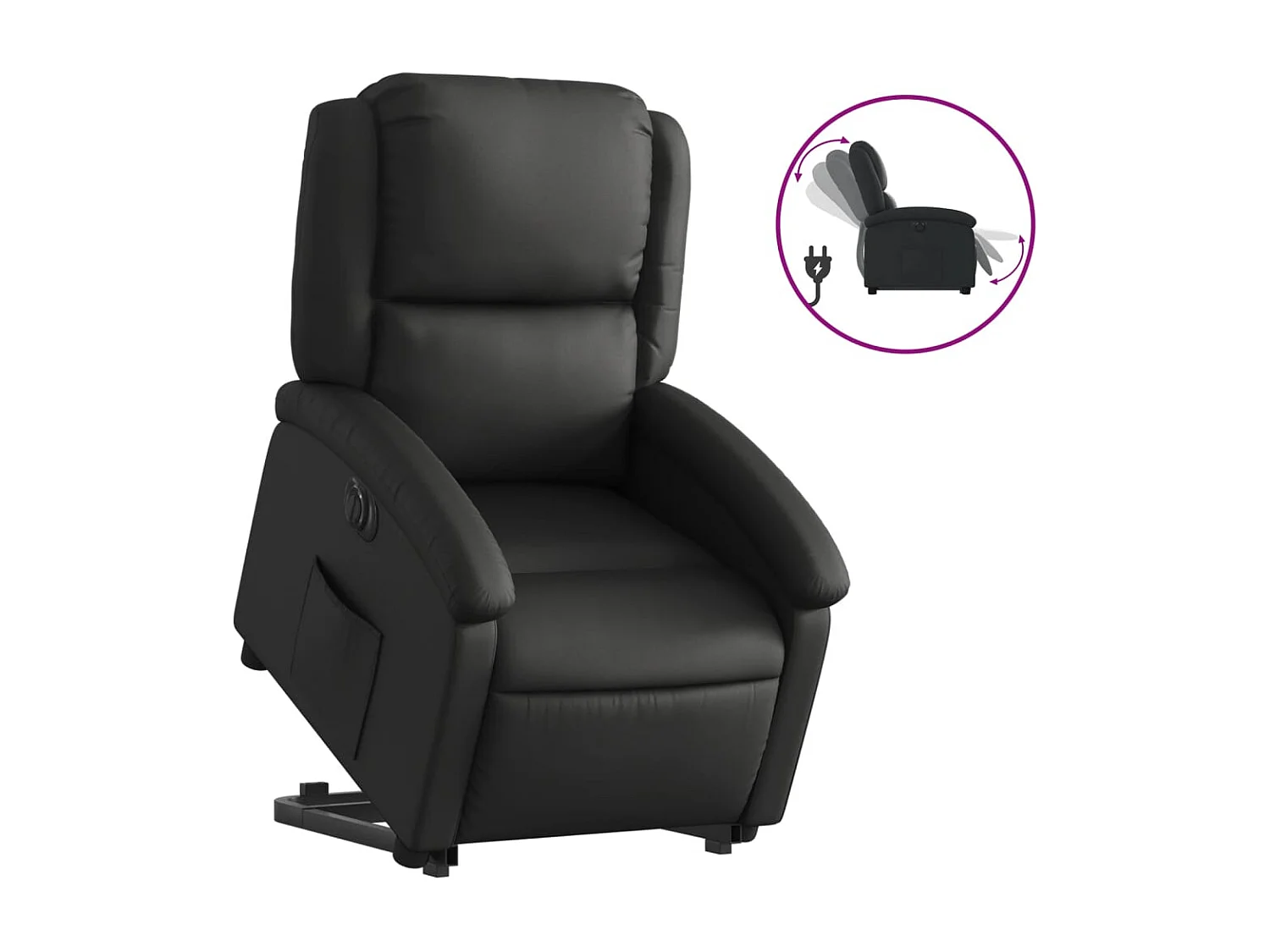Fauteuil inclinable électrique noir cuir véritable