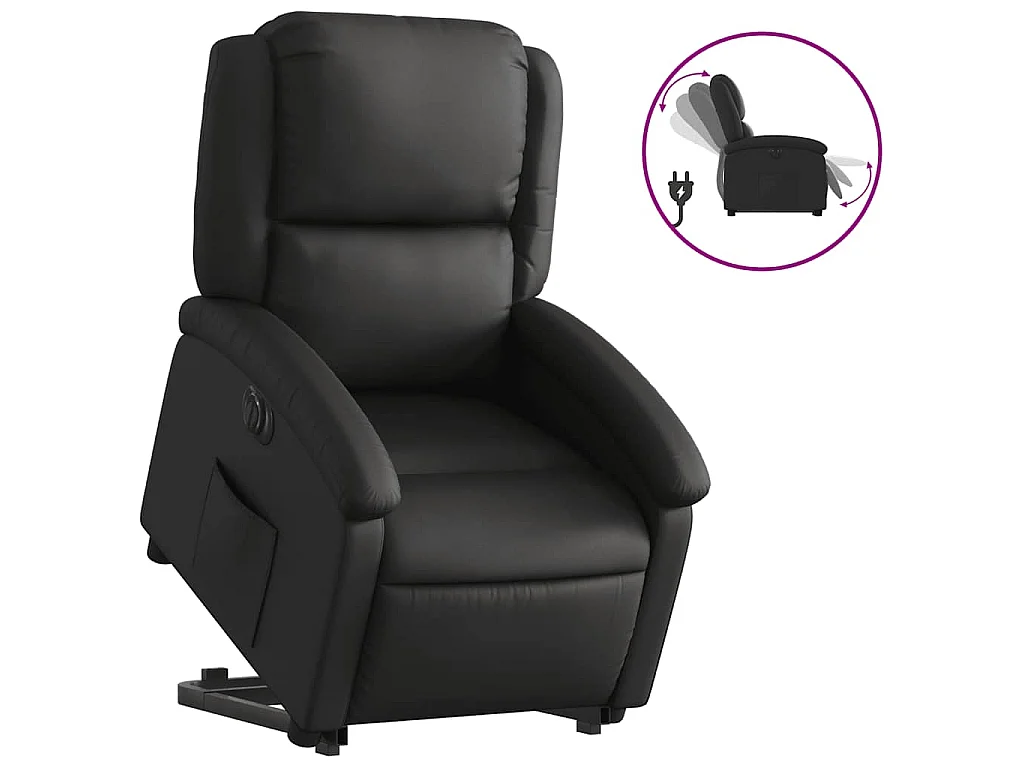 Sta-op-stoel elektrisch echt leer zwart