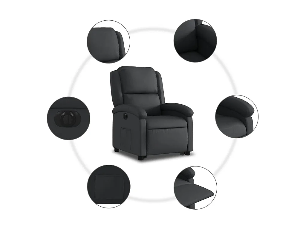 Sta-op-stoel elektrisch echt leer zwart