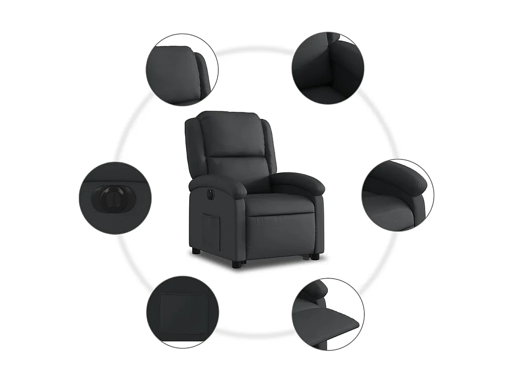 Sta-op-stoel elektrisch echt leer zwart