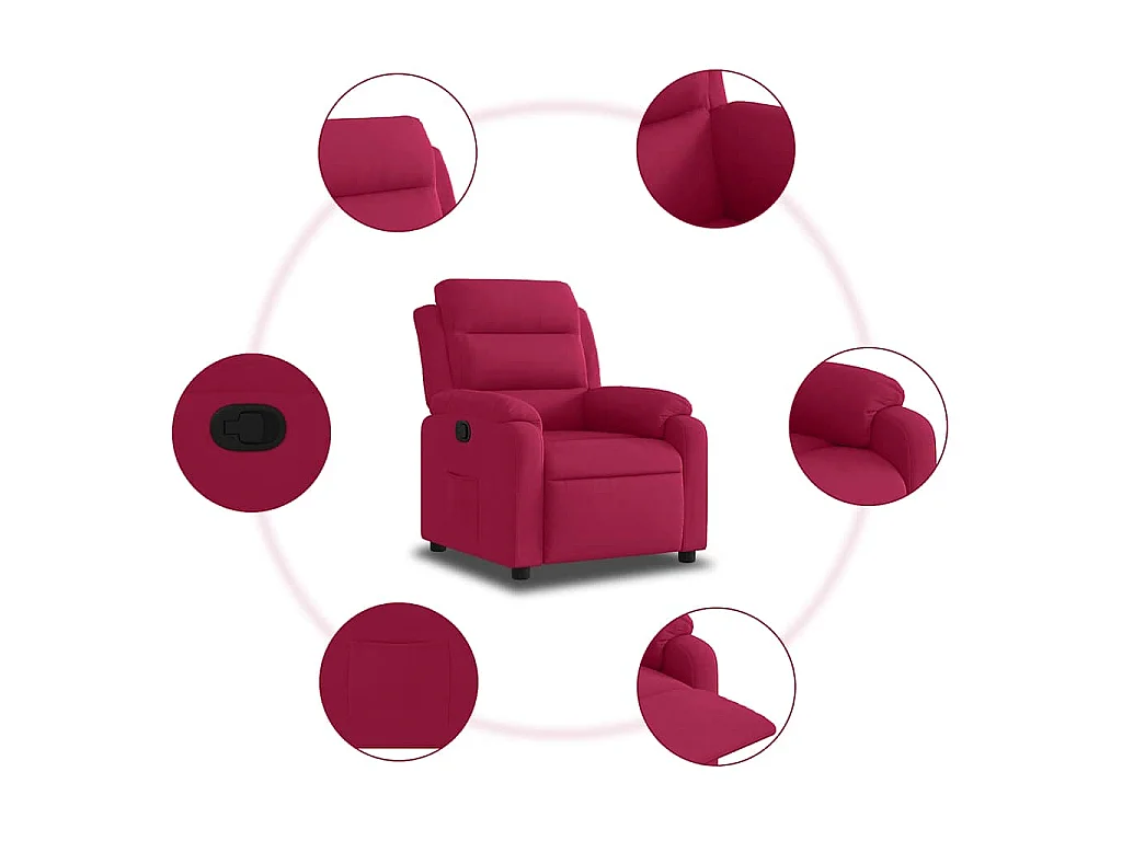 Fauteuil inclinable rouge bordeaux velours