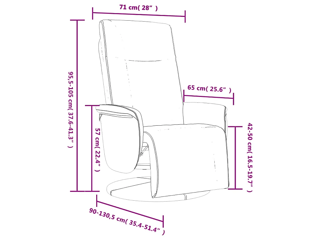 Fauteuil inclinable avec repose-pieds marron similicuir