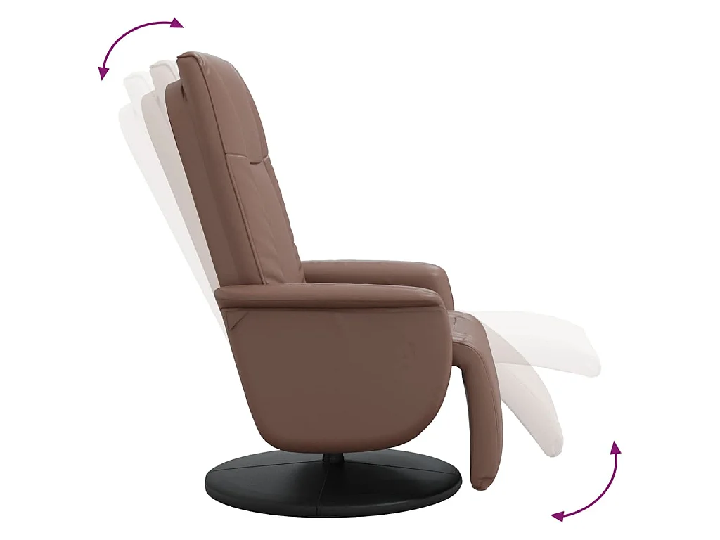 Fauteuil inclinable avec repose-pieds marron similicuir