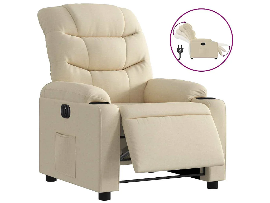 Fauteuil inclinable électrique Crème Tissu