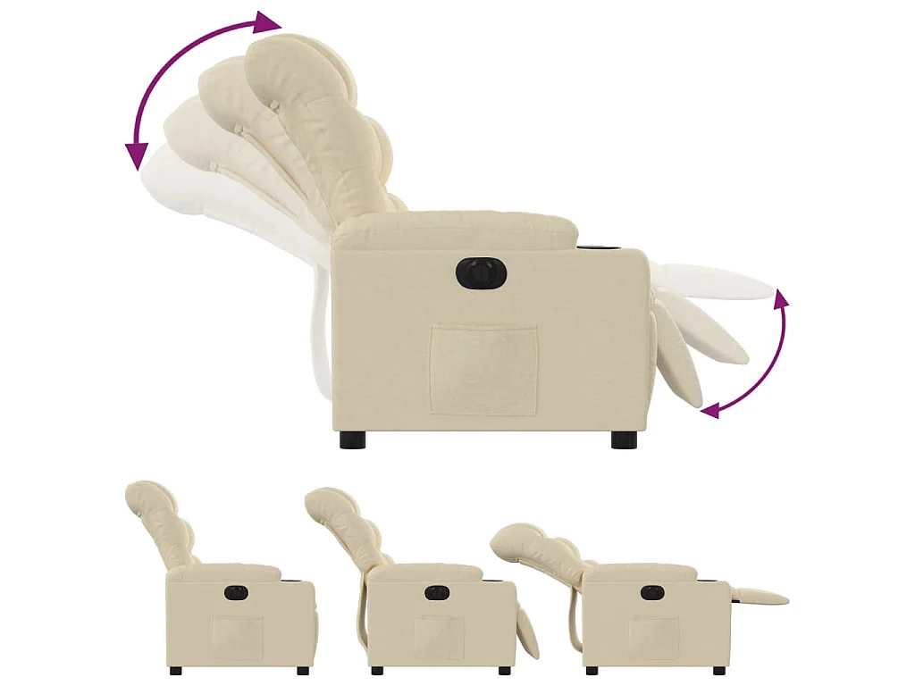 Fauteuil inclinable électrique Crème Tissu