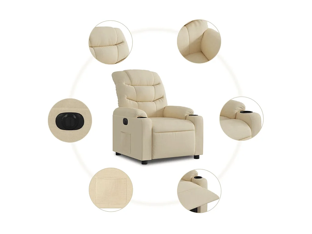 Fauteuil inclinable électrique Crème Tissu