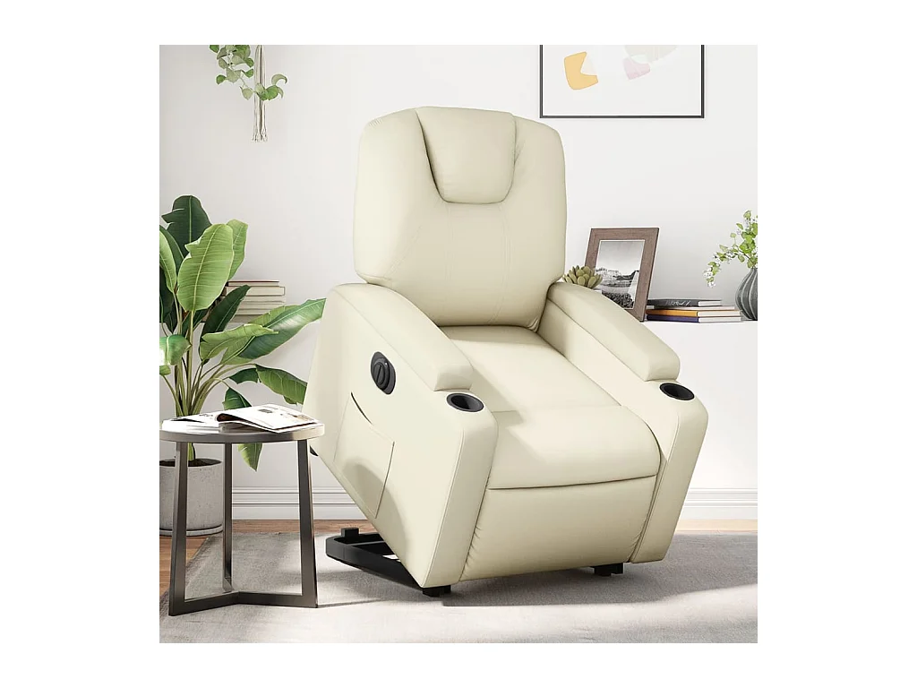 Fauteuil inclinable électrique crème similicuir