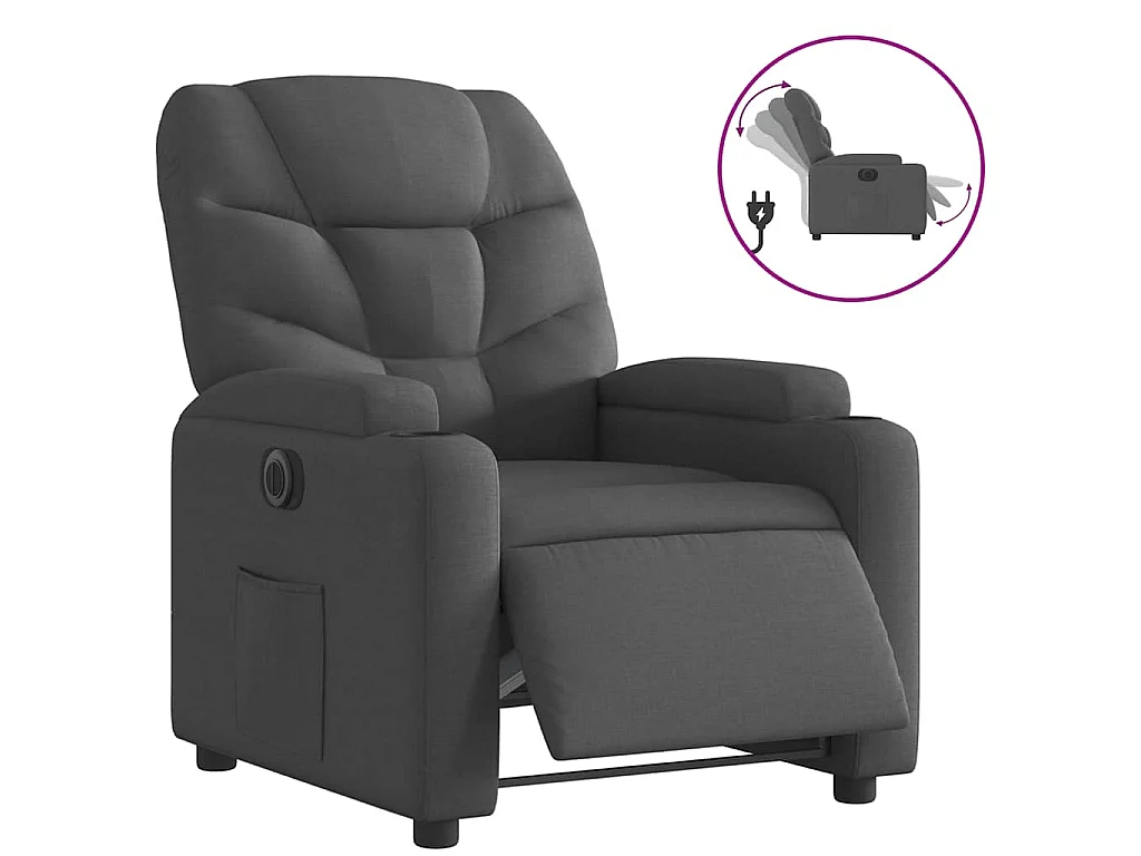 Elektryczny fotel relaksacyjny Czarny Tkanina z Funkcją Automatycznego Pochylenia