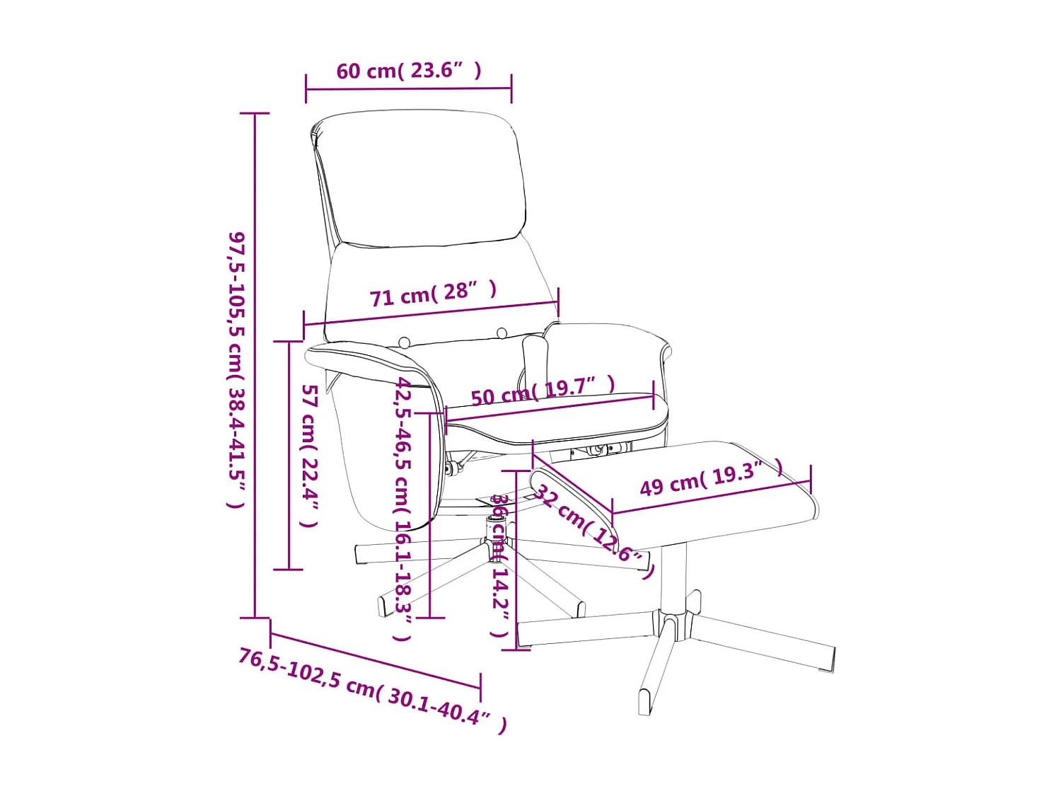 Fauteuil inclinable de massage et repose-pied gris clair tissu