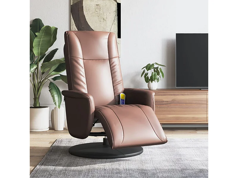 Massagesessel mit Fußteil Braun Kunstleder