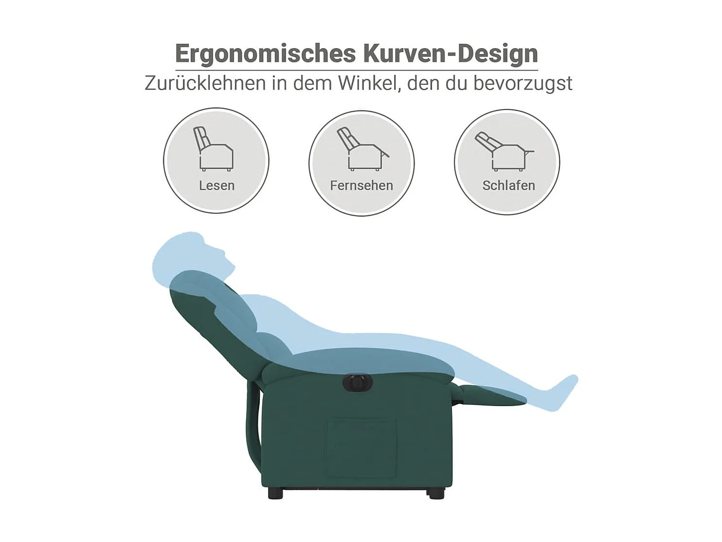 Poltrona Alzapersona Reclinabile Elettrica Verde Scuro Velluto