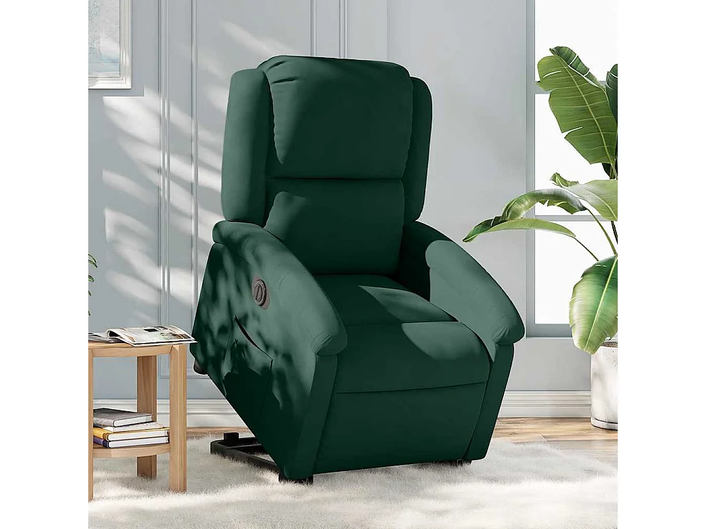 Relaxsessel mit Aufstehhilfe Elektrisch Dunkelgrün Samt