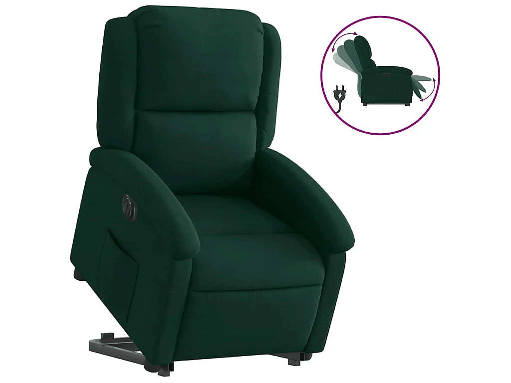 Fauteuil inclinable électrique vert foncé velours