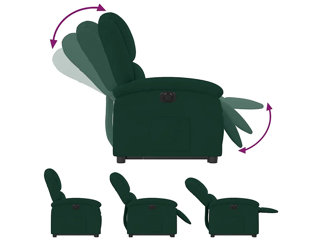Fauteuil inclinable électrique vert foncé velours